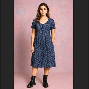 VTG 90s Leslie Fay Paisley Button Down Midi Dress Size 10 Short Sleeve Feminine